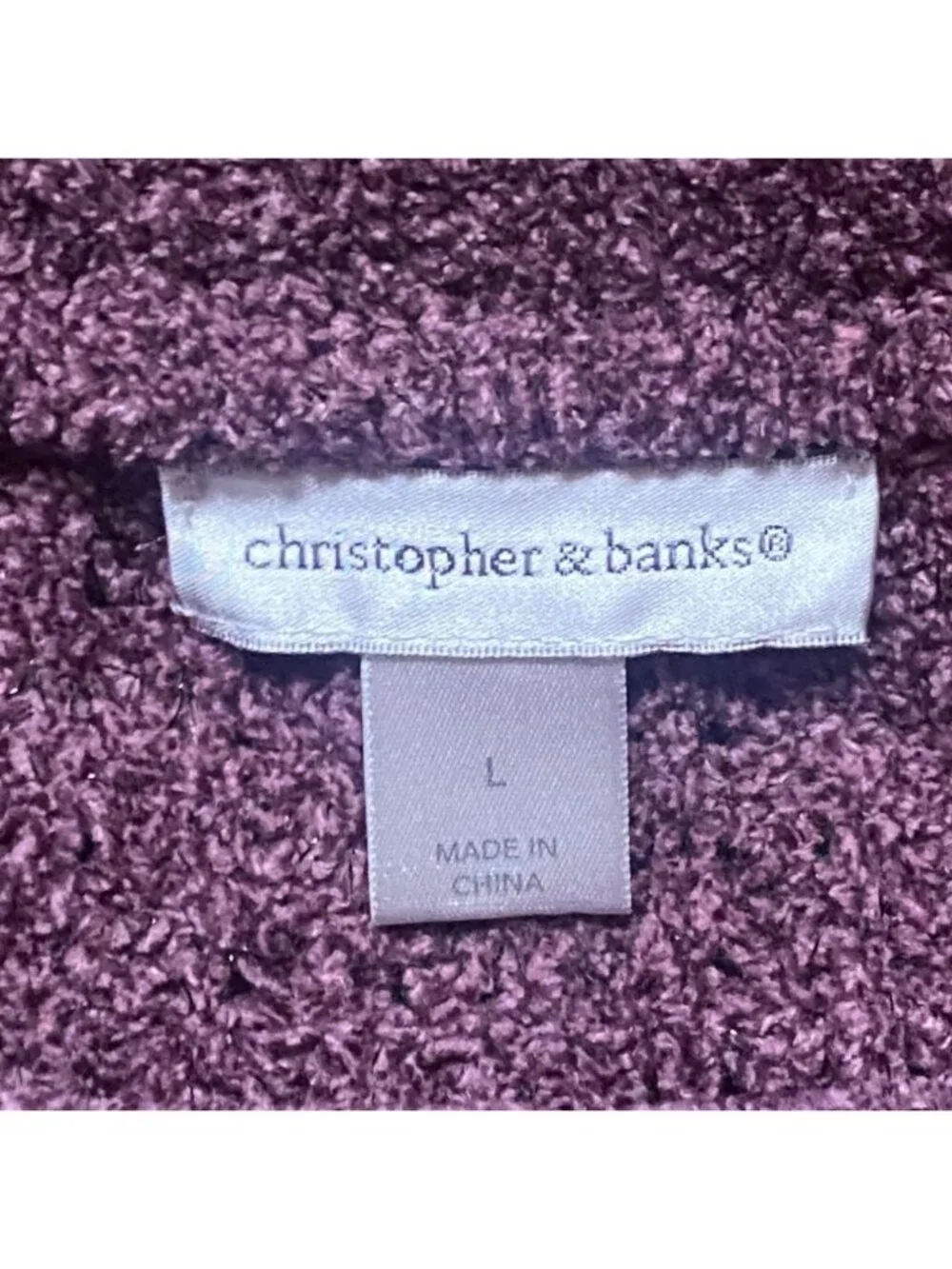 Christopher & Banks Chunky Knit Soft Sweater-Purple-Size Large-GUC